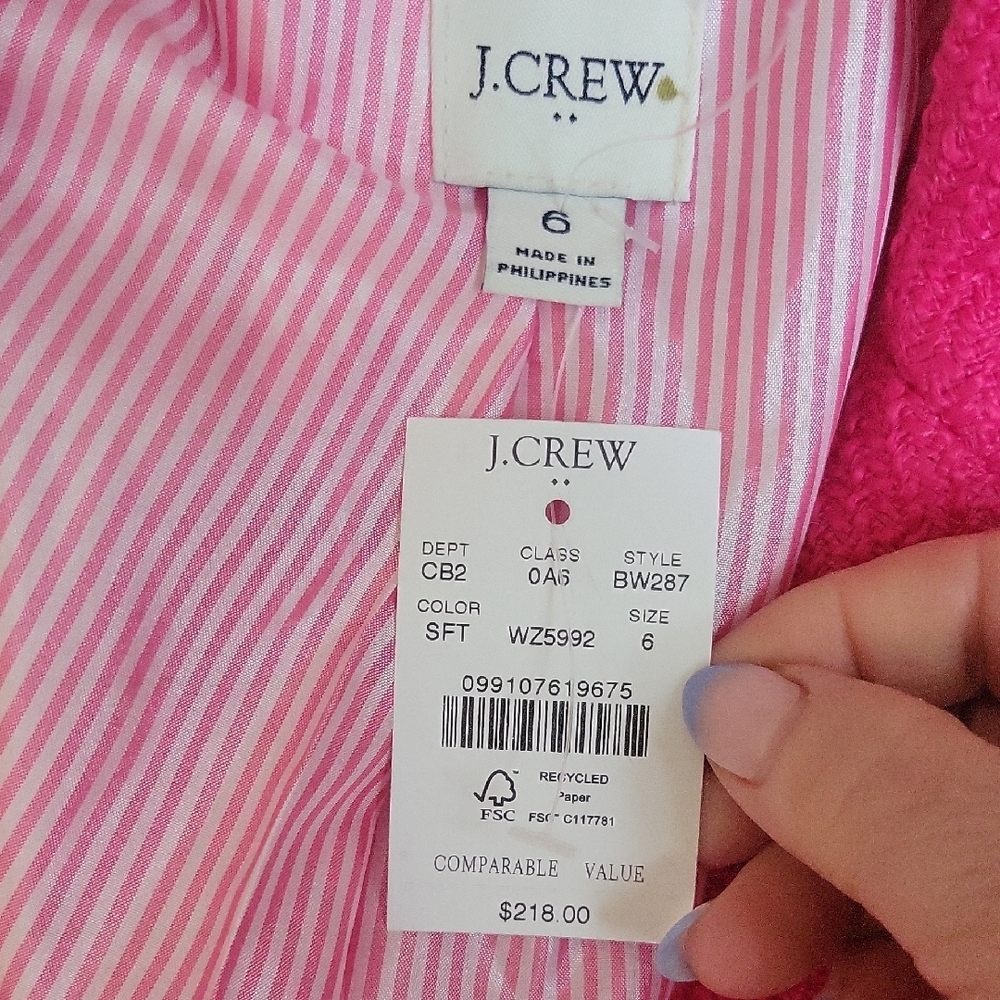 J. Crew Factory Schoolboy Tweed Blazer In Sweet Fuchsia - Picture 13 of 16